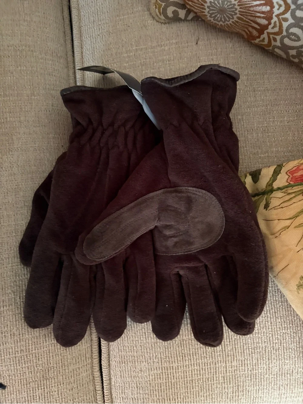 XL brown fleece gloves - NWT
